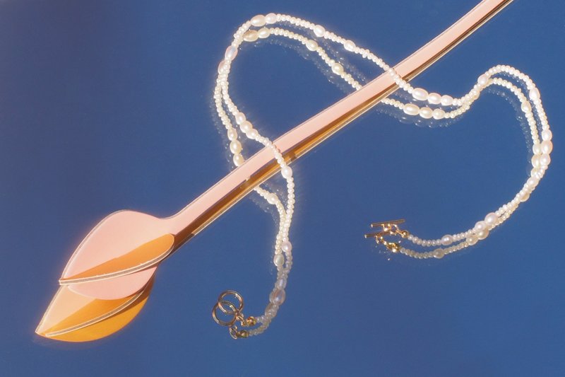 不规则极细米粒巴洛克淡水珍珠颈链14k包金收尾 - 项链 - 贵金属 白色