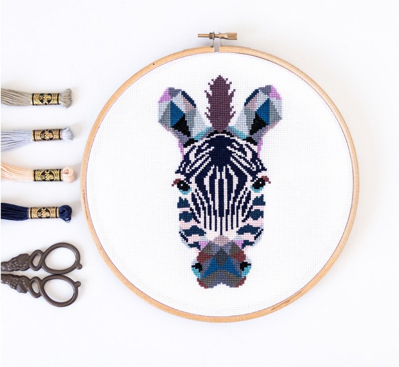 Zebra Cross Stitch PDF Pattern 十字繡 - 编织/刺绣/羊毛毡/裁缝 - 其他材质 