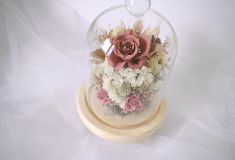 烟熏玫瑰 永生花玻璃钟罩 毕业礼物 定制化 情人节礼物 生日礼物 - 干燥花/捧花 - 植物．花 粉红色