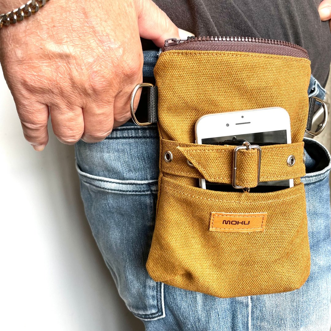 Smartphone belt pouch・mustard - 化妆包/杂物包 - 棉 黄色