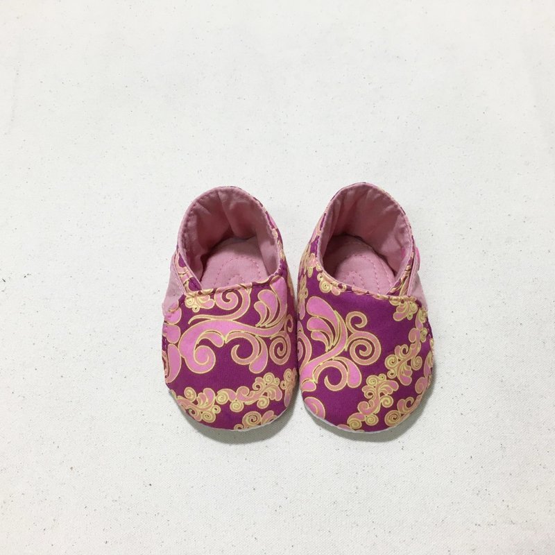 复古花纹婴儿鞋 绅士鞋包覆款 照片为样本请私讯询问花色 - 满月礼盒 - 棉．麻 紫色