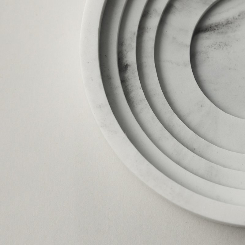 再生大理石。杯垫。烛台。白 - 杯垫 - 石头 白色