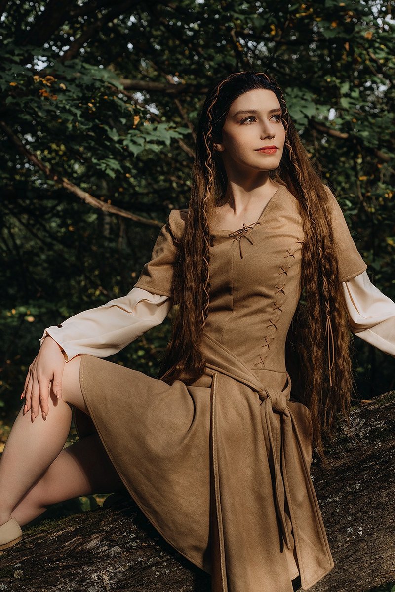 Princess Leia Organa Ewok Village dress - Star Wars cosplay - Made to order - 晚装/礼服 - 聚酯纤维 卡其色