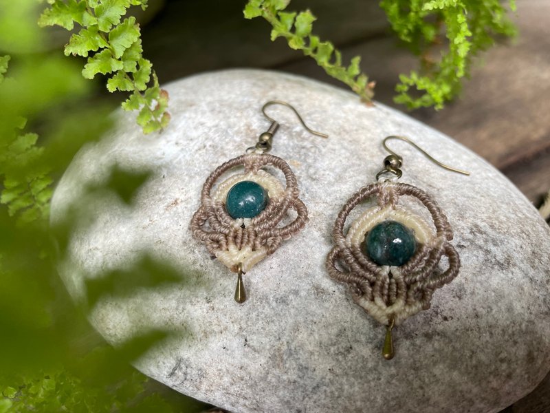 清晨的露水 l 手工蜡线耳环-2款 - 耳环/耳夹 - 半宝石 咖啡色