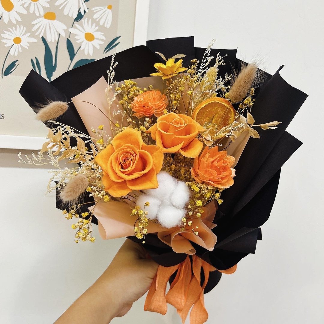 蜜糖橘花束 永生花 干燥花 节日送礼 花束 - 干燥花/捧花 - 植物．花 橘色