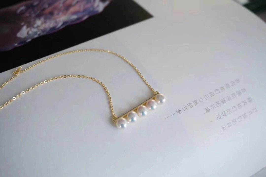 平衡木套链天然淡水珍珠 - 胸针 - 珍珠 白色
