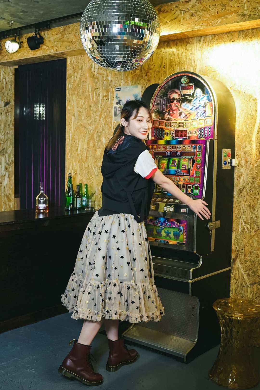马克是游戏厅小公主 星星网纱澎澎高腰裙 - 裙子 - 棉 橘色