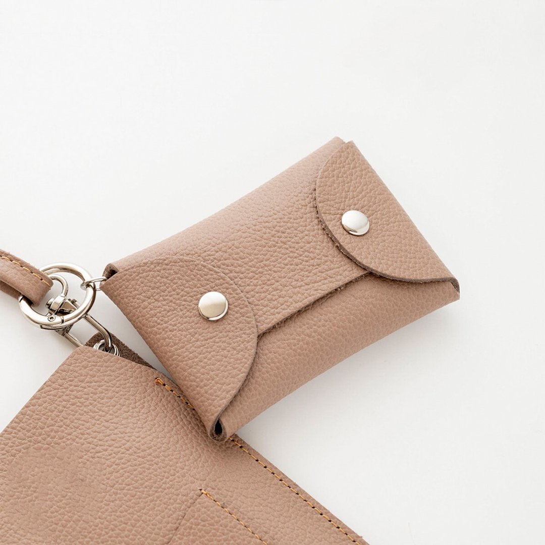 Multi Pouch [Shrink Leather] Card Storage Accessory Pouch Mother's Day HS48K - 化妆包/杂物包 - 真皮 咖啡色
