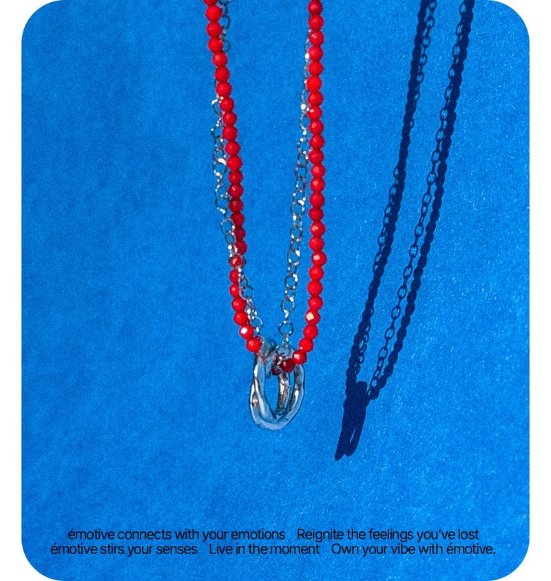 珊瑚宝石+手术链项链 - 项链 - 石头 红色