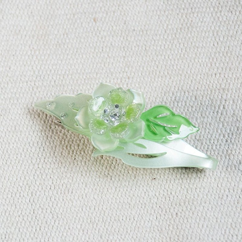 彩化花漾,彩绘压克力自动夹,平夹,发夹-绿 - 发饰 - 压克力 绿色