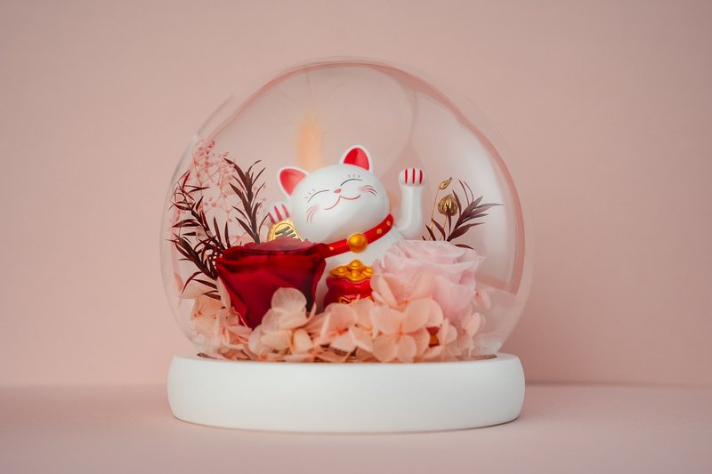 进宝花园招财猫 - 干燥花/捧花 - 植物．花 粉红色