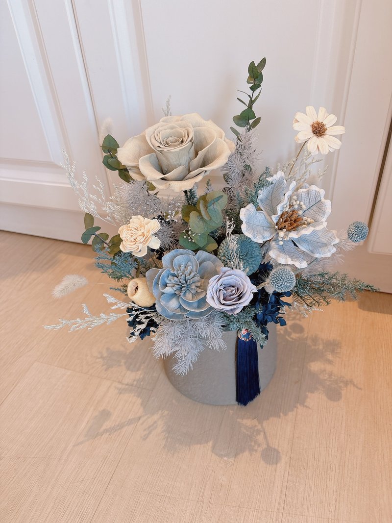 快速出货/永生盆花/新年盆花/开幕盆花/新年装饰/开幕贺礼/可自取 - 干燥花/捧花 - 植物．花 灰色