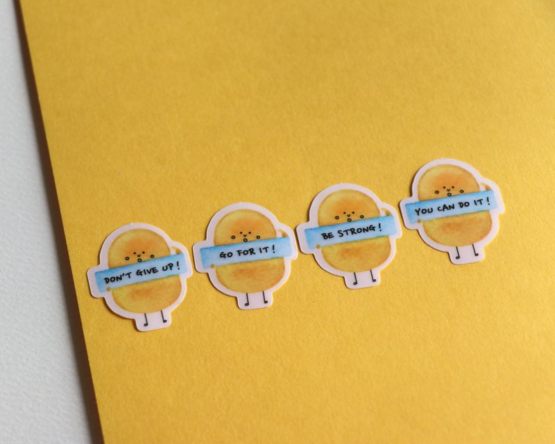 小薯雾面贴纸－打气组合 - 贴纸 - 纸 黄色