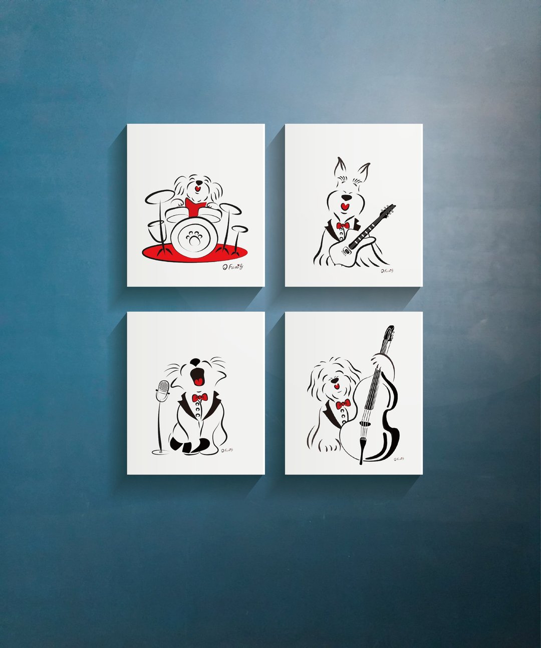 Q Family 无框画 (8M 45.5X38) 乐团系列-4款 - 海报/装饰画/版画 - 棉 白色