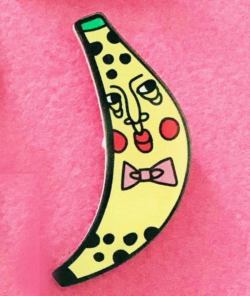 Isatisse眼袋女孩香蕉别针 - 胸针 - 压克力 多色