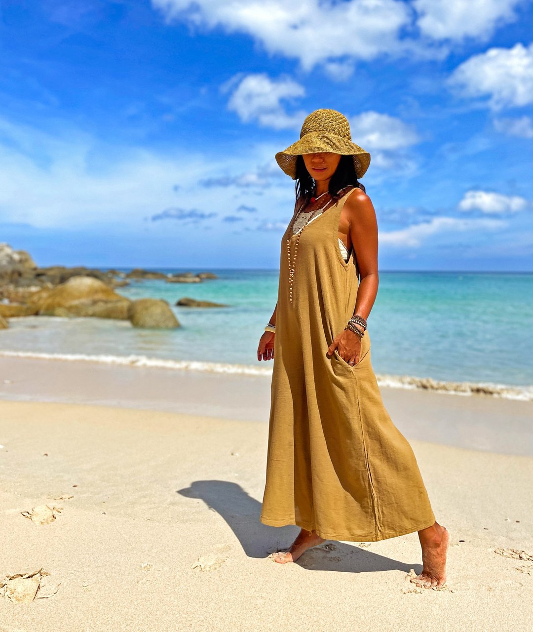Beautiful casual wide leg overall for women with pocket. Elegant and comfortable - 背带裤/连体裤 - 其他材质 