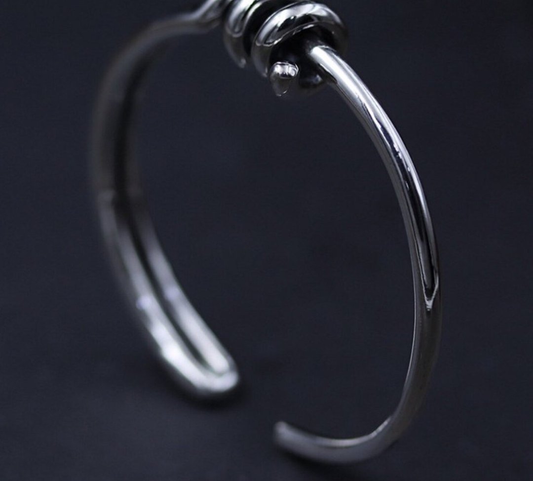 925 Sterling Silver Unisex Jewelry Sets Entangled Twist Open Bangles Asymmetric - 戒指 - 银 银色