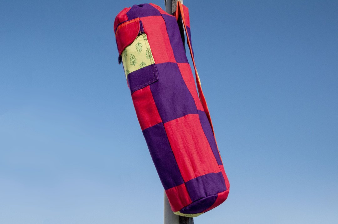 手工拼布瑜珈垫背包/yoga bag/瑜伽包/编织包/织布包-南美洲色块 - 侧背包/斜挎包 - 棉 多色