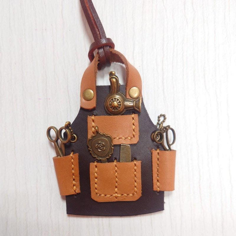 皮革小物 - 手工皮革美发师工作服项链 / 吊饰 - 吊饰 - 真皮 咖啡色