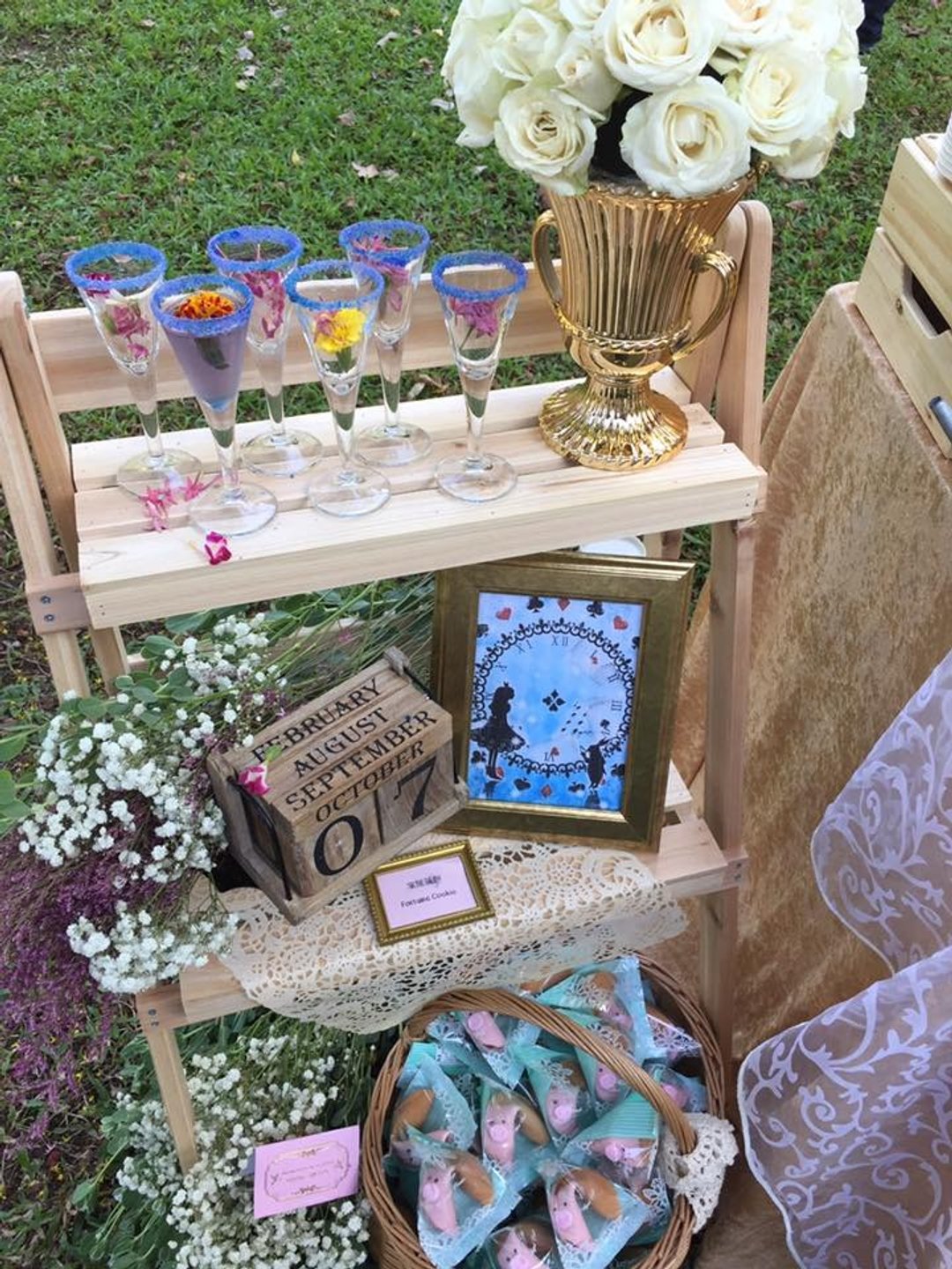 【C.Angel Wedding】户外婚礼candybar 甜点桌 - 手工饼干 - 新鲜食材 粉红色