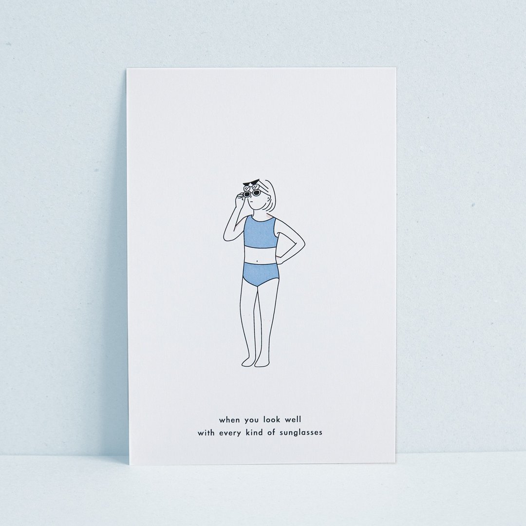 Dear, Summertime The Postcard - When you look well with every kind of sunglasses - 卡片/明信片 - 纸 白色