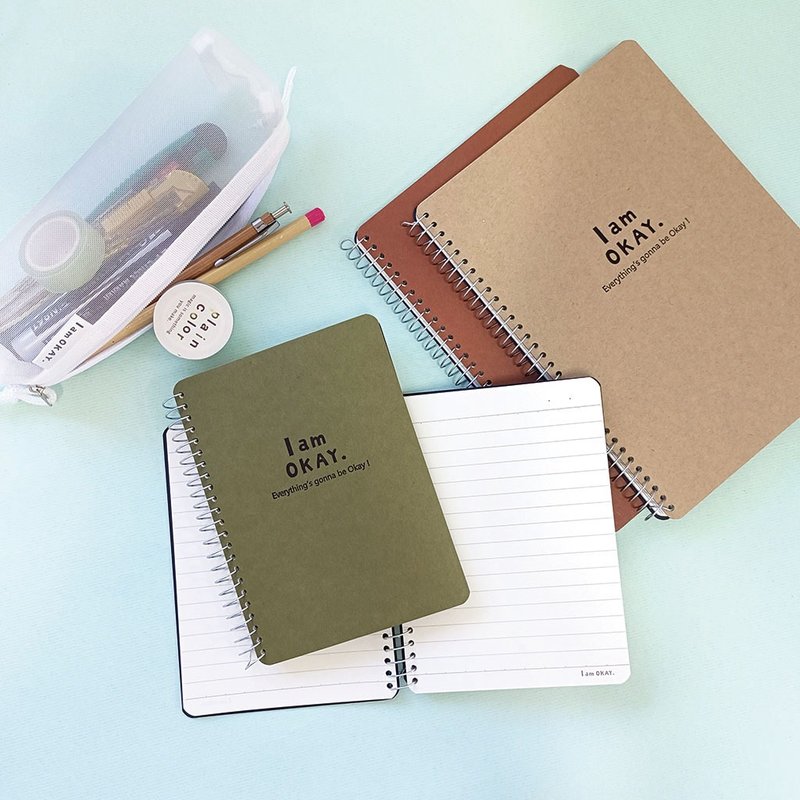 柏格文具 x I am Okay【93系列笔记本-横线侧翻】4款颜色,5种尺寸 - 笔记本/手帐 - 纸 多色