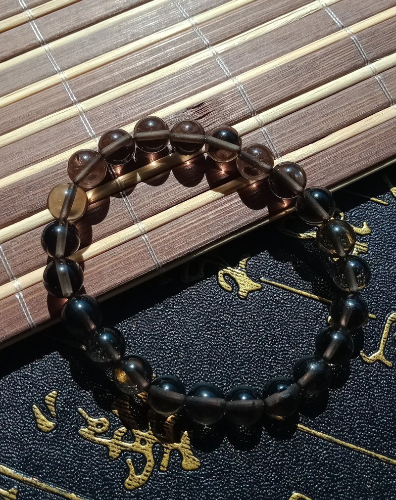 佚名山河。手链。冰曜石。8mm、10mm圆珠手珠 - 手链/手环 - 半宝石 黑色