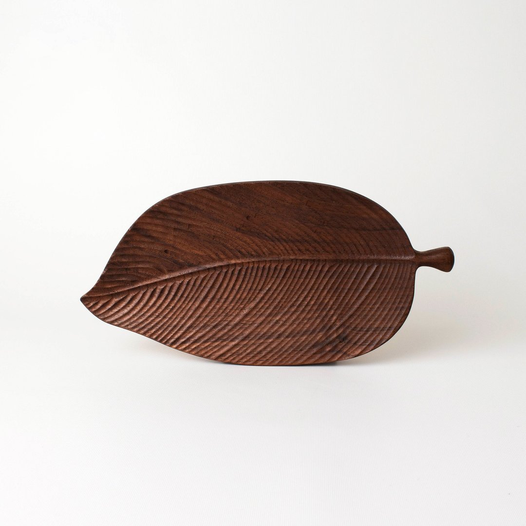 树叶 木盘 Leaf Plate 北美黑胡桃木 Black Walnut 摆盘 点心盘 - 盘子/餐盘/盘架 - 木头 咖啡色