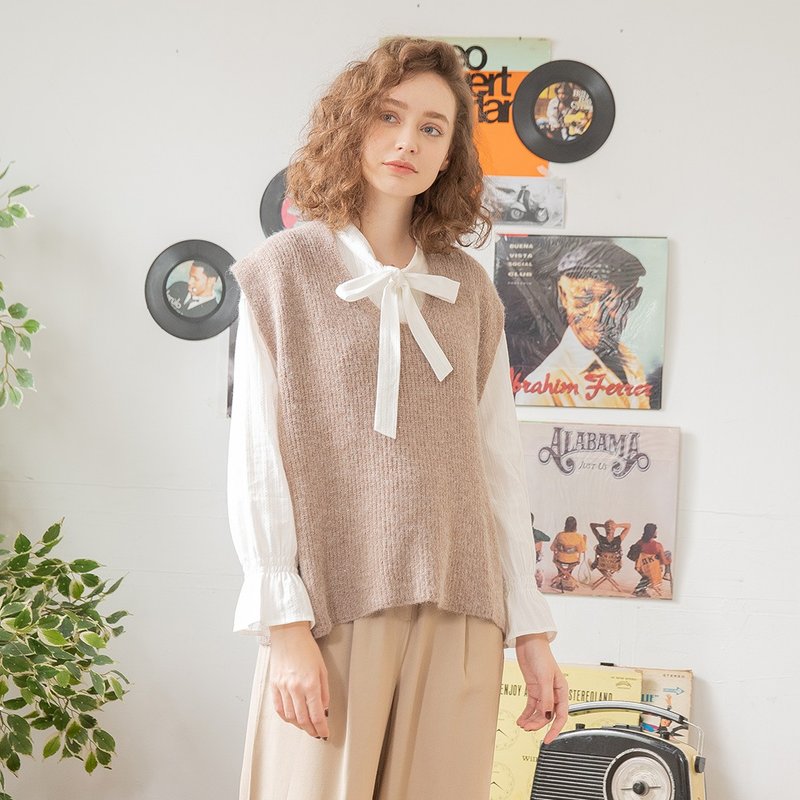 Hana Mokuba  V领简约亮片针织背心 - 女装背心 - 其他材质 