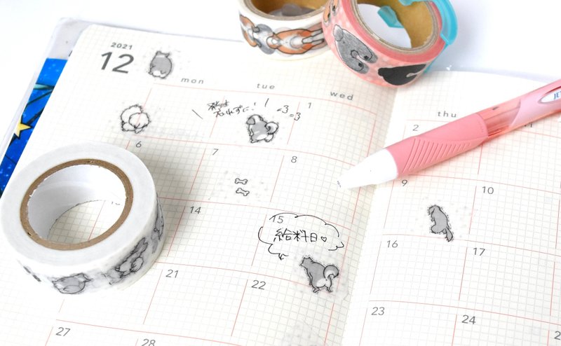 狗狗屁屁和纸胶带 - 纸胶带 - 纸 白色