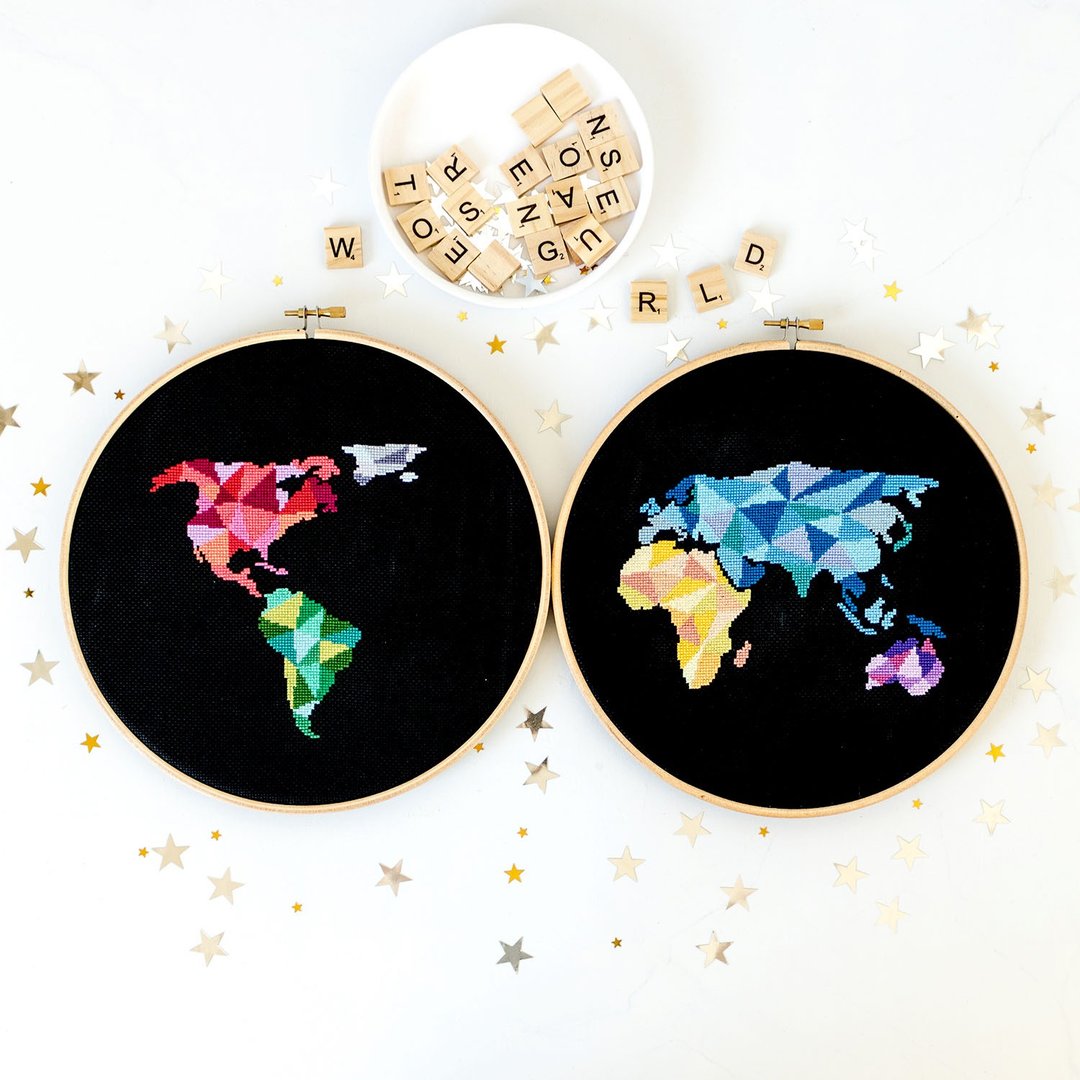 World Map Cross Stitch PDF Pattern 十字繡 - 编织/刺绣/羊毛毡/裁缝 - 其他材质 
