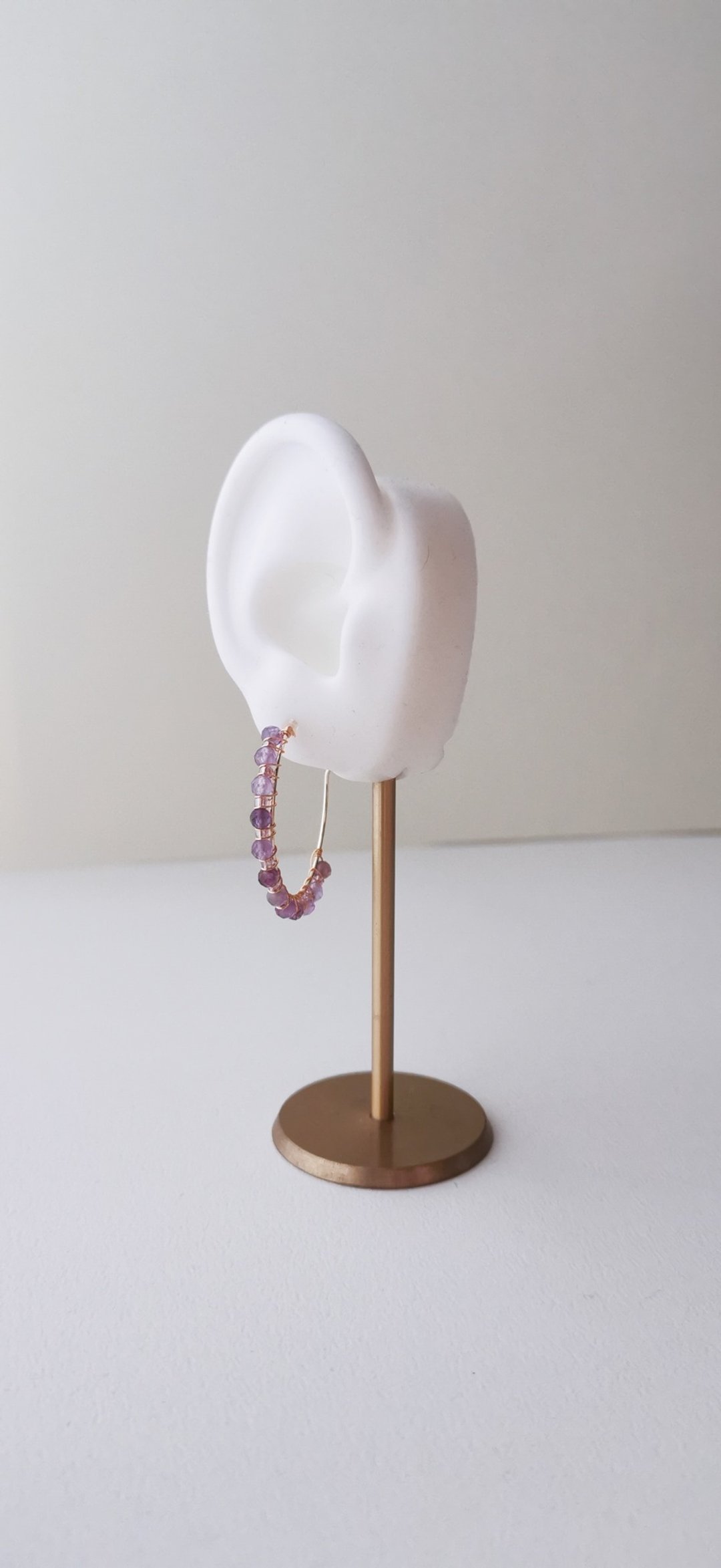 【Veverka】暮色花环 - 紫水晶 耳环 饰品 天然石 天然矿石 c圈 - 耳环/耳夹 - 半宝石 紫色