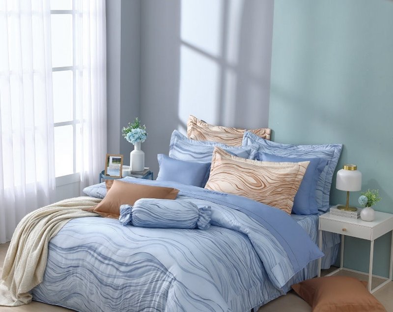 【R920-21 云氛石韵】100% 40支精梳棉 七件式全套组 - 寝具 - 棉．麻 多色