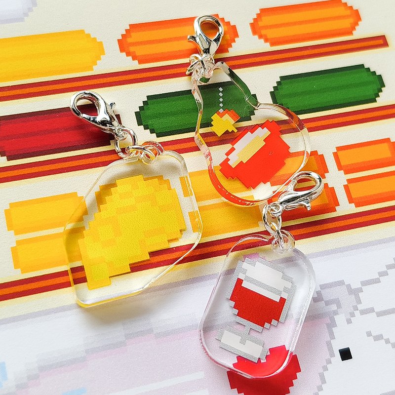 吊饰 Hide 君 Crema Hide Lee 艾曼塔 起司火锅 红酒 起司 压克力吊饰 像素画 - 吊饰 - 压克力 多色