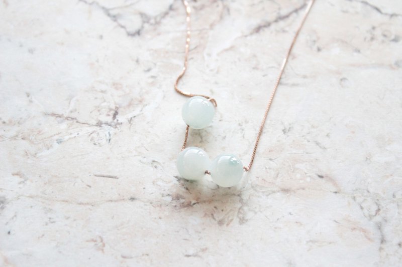 Journal-纯天然A货翡翠(缅甸玉)冰胶白冰飘蓝花三珠纯银项链 - 项链 - 宝石 