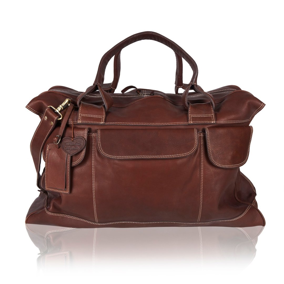 Handmade, Soft Leather Luggage Bag, Holdall, Travel, Business Bag, Overnight Bag - 行李箱/行李箱保护套 - 真皮 咖啡色