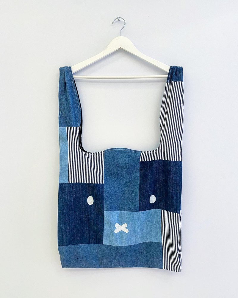 【Pinkoi x miffy】First Edition denim tote - 侧背包/斜挎包 - 棉．麻 蓝色