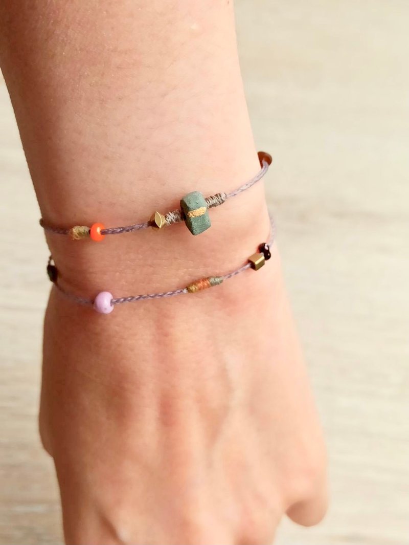 手编双圈南美蜡线彩绳手链(两色可选) - 手链/手环 - 陶 多色