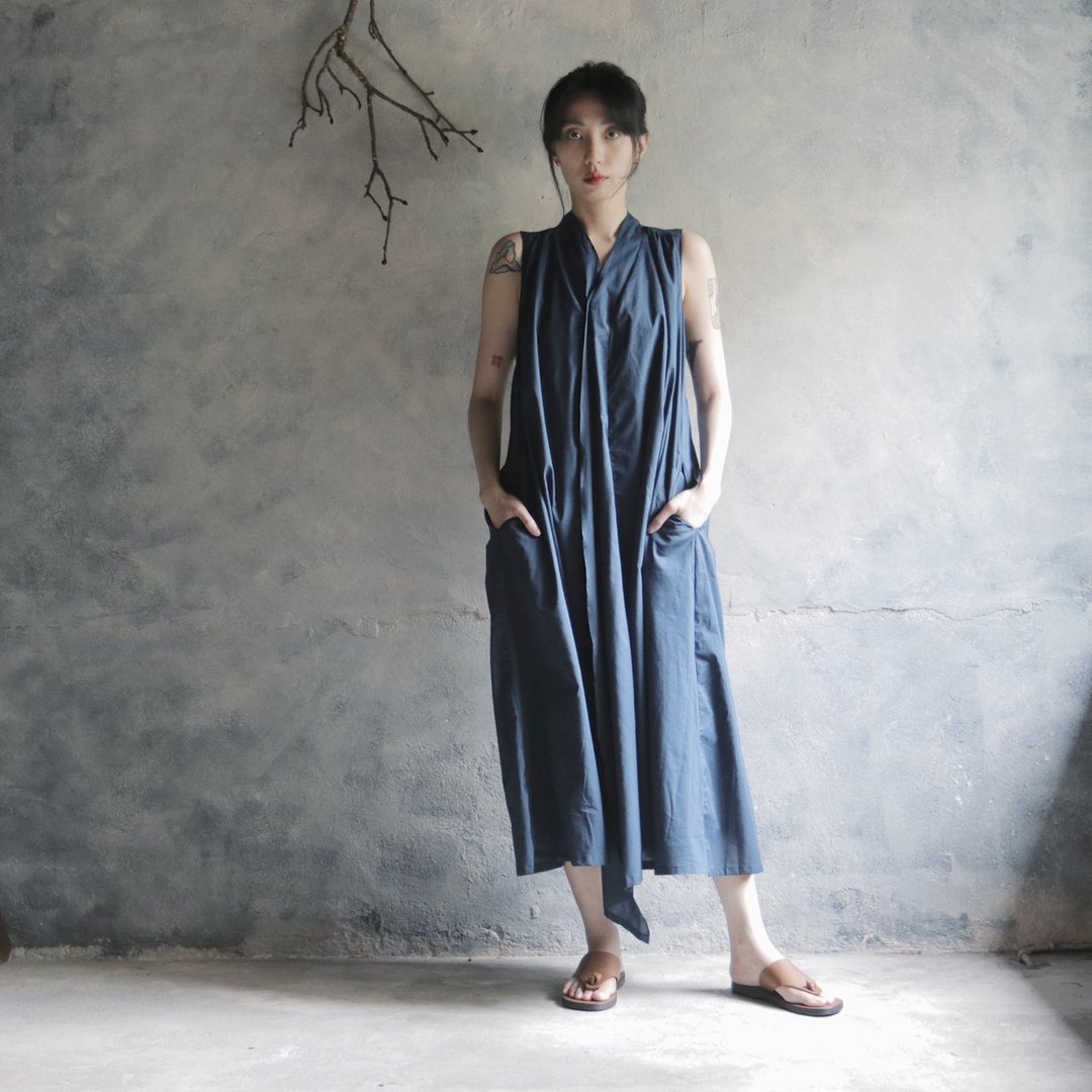 Omake Original / shiki pants - 洋装/连衣裙 - 棉 蓝色