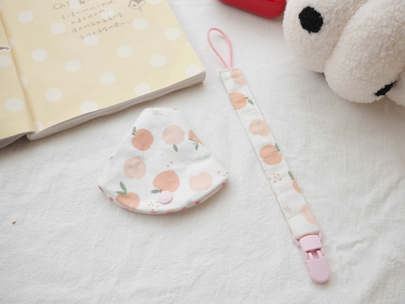 二合一奶嘴夹 奶嘴防尘套+奶嘴链 水蜜桃款 - 其他 - 棉．麻 粉红色