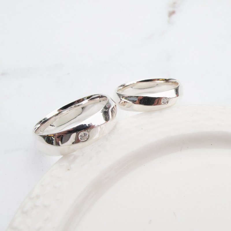 【情侣对戒】爱の诠释 | 流线锆石 纯银情侣对戒 | 大员囡仔 - 对戒 - 纯银 银色