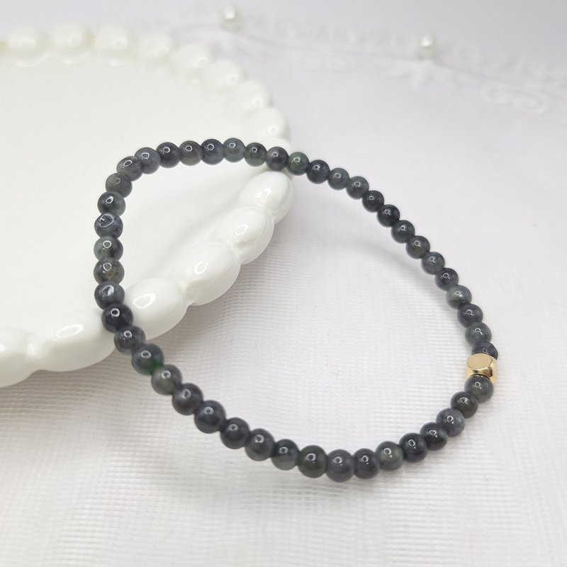 温润带冰山水乌鷄手珠手串珠串 |天然缅甸玉A货翡翠 - 手链/手环 - 玉石 