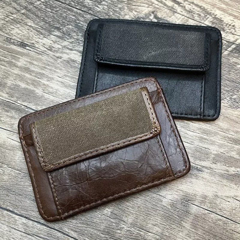 Timeless Canvas Slim Coin Purse 男士 零钱包 咭包 纯牛皮 钱包 - 零钱包 - 真皮 多色