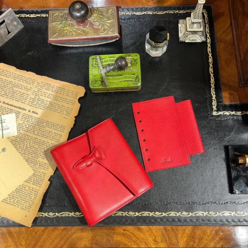 【Brelio×ink mazeru】Minerva Box ''poppy'' M6 翻盖式 B 手帐 【限定色】 - 笔记本/手帐 - 真皮 红色