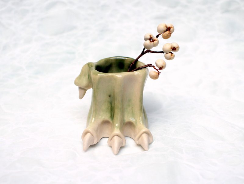 恐龙脚脚　牙刷架　摆饰　花器 - 花瓶/陶器 - 瓷 绿色