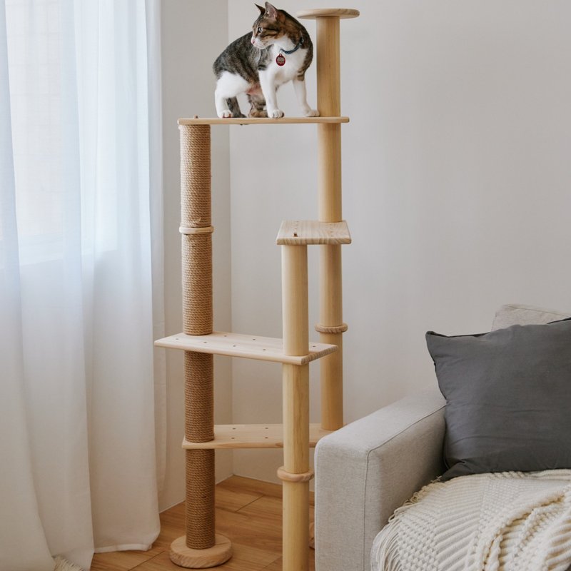 【M005】MiCHA 梦工房 - 乐高概念猫跳台 - 幸福三角 - 玩具 - 木头 金色