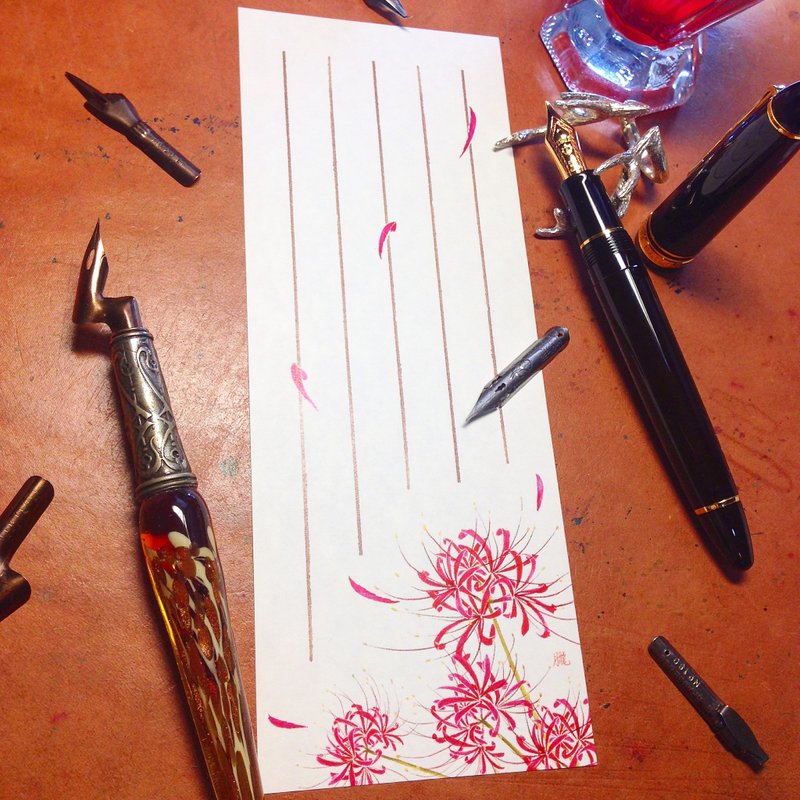 一笔花笺~墨水染画-曼朱沙华-(一包20张入) - 便条纸/标签贴 - 纸 