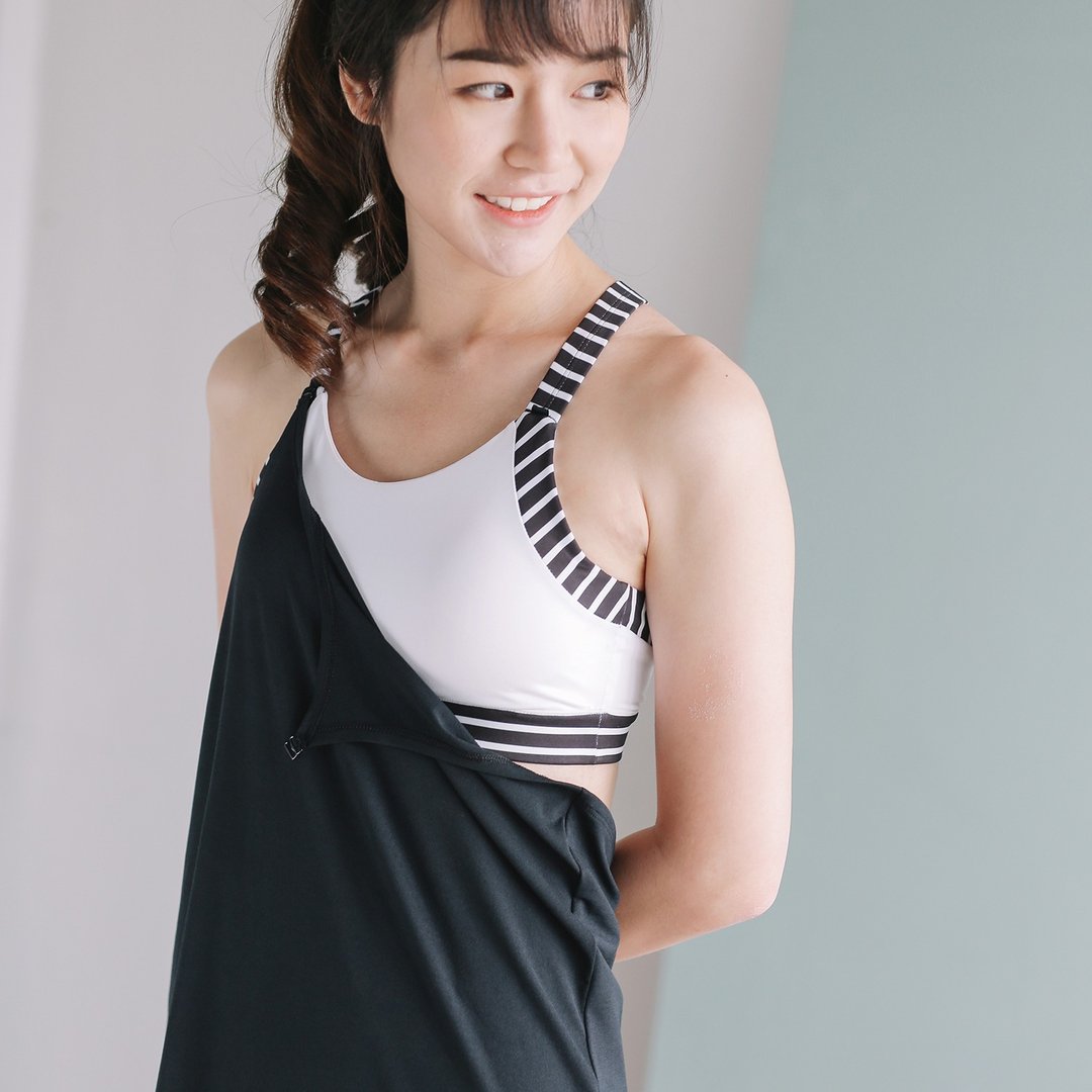 Clip On Tank - Black / White - 女装上衣 - 其他人造纤维 黑色