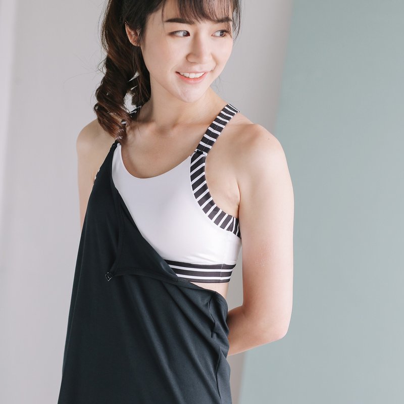 Clip On Tank - Black / White - 女装上衣 - 其他人造纤维 黑色