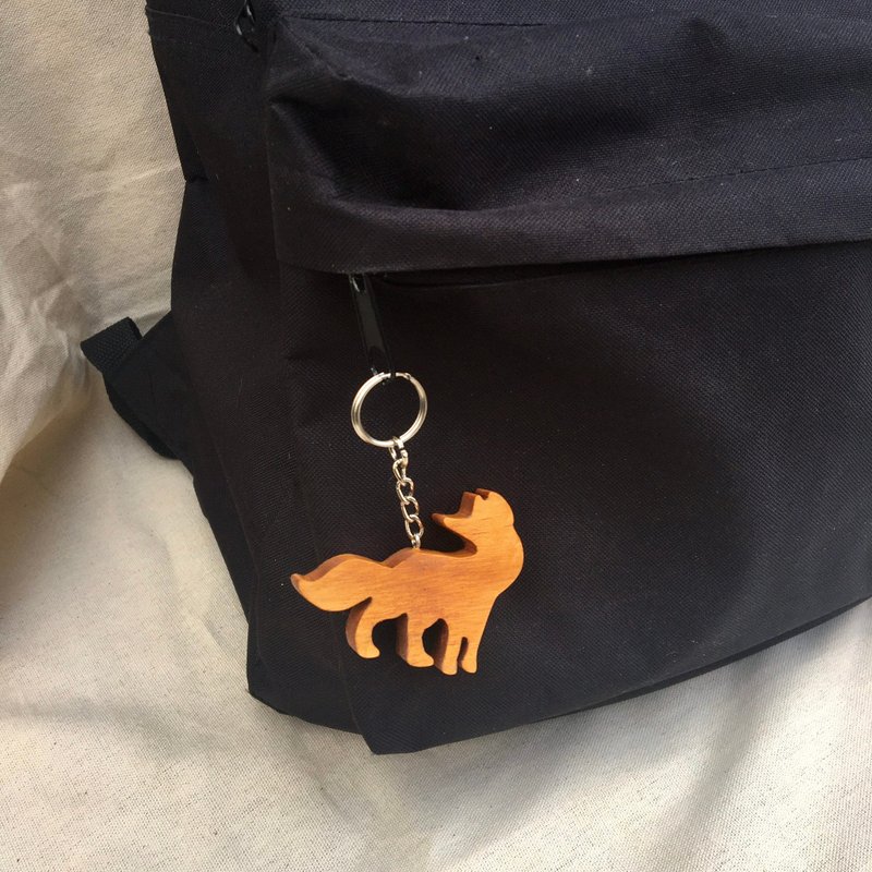 woowood-原木钥匙圈-狐狸 - 钥匙链/钥匙包 - 木头 咖啡色